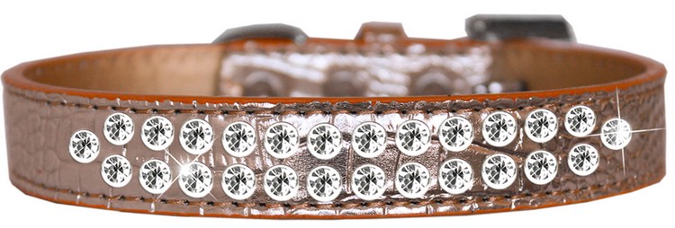 Two Row Clear Jewel Croc Dog Collar Copper Size 16